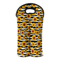 White And Black Stripe Sunflower Print Double Neoprene Wine Tote