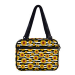 White And Black Stripe Sunflower Print Double Strap Bible Bag