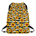 White And Black Stripe Sunflower Print Drawstring Backpack