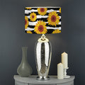 White And Black Stripe Sunflower Print Drum Lamp Shade