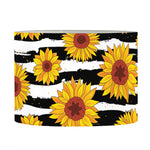 White And Black Stripe Sunflower Print Drum Lamp Shade
