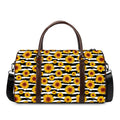 White And Black Stripe Sunflower Print Duffel Bag