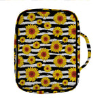 White And Black Stripe Sunflower Print Front Pocket Bible Bag