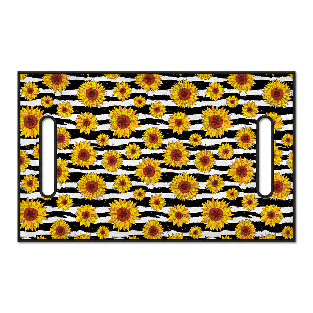 White And Black Stripe Sunflower Print Golf Cart Seat Cover
