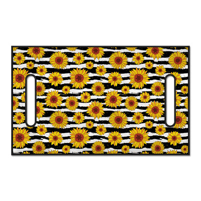 White And Black Stripe Sunflower Print Golf Cart Seat Cover
