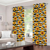 White And Black Stripe Sunflower Print Grommet Curtains