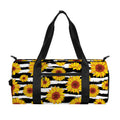 White And Black Stripe Sunflower Print Gym Bag