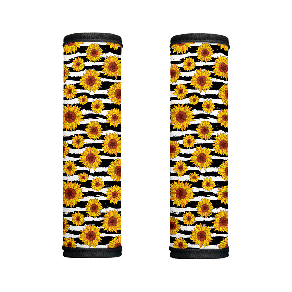White And Black Stripe Sunflower Print Handle Covers