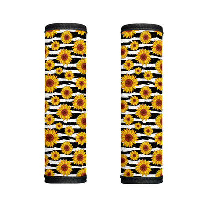 White And Black Stripe Sunflower Print Handle Covers