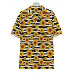 White And Black Stripe Sunflower Print Hawaiian Shirt