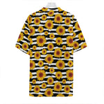 White And Black Stripe Sunflower Print Hawaiian Shirt