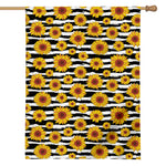 White And Black Stripe Sunflower Print House Flag