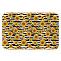 White And Black Stripe Sunflower Print Indoor Door Mat