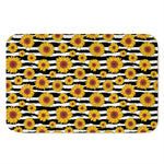 White And Black Stripe Sunflower Print Indoor Door Mat