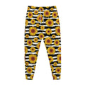 White And Black Stripe Sunflower Print Jogger Pants