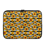 White And Black Stripe Sunflower Print Laptop Sleeve