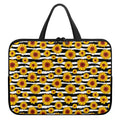 White And Black Stripe Sunflower Print Laptop Sleeve With Handle