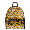 White And Black Stripe Sunflower Print Leather Backpack
