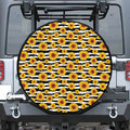 White And Black Stripe Sunflower Print Leather Spare Tire Cover