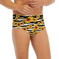 White And Black Stripe Sunflower Print Men's Briefs