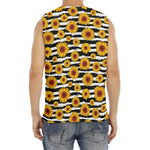 White And Black Stripe Sunflower Print Men's Fitness Tank Top
