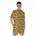 White And Black Stripe Sunflower Print Men's Romper