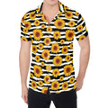 White And Black Stripe Sunflower Print Men's Shirt