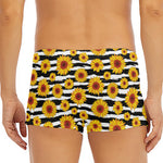 White And Black Stripe Sunflower Print Men's Short Boxer Briefs