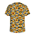 White And Black Stripe Sunflower Print Men's Sports T-Shirt