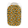 White And Black Stripe Sunflower Print Mesh Laundry Hamper