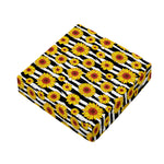 White And Black Stripe Sunflower Print Outdoor Seat Cushion Cover