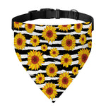White And Black Stripe Sunflower Print Over The Collar Dog Bandana