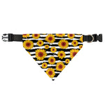 White And Black Stripe Sunflower Print Over The Collar Dog Bandana