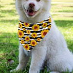 White And Black Stripe Sunflower Print Over The Collar Dog Bandana