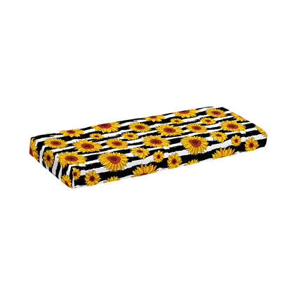 White And Black Stripe Sunflower Print Piano Keyboard Cover