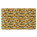 White And Black Stripe Sunflower Print Polyester Doormat