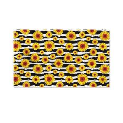 White And Black Stripe Sunflower Print Polyester Flag