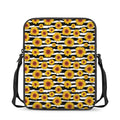 White And Black Stripe Sunflower Print Rectangular Crossbody Bag
