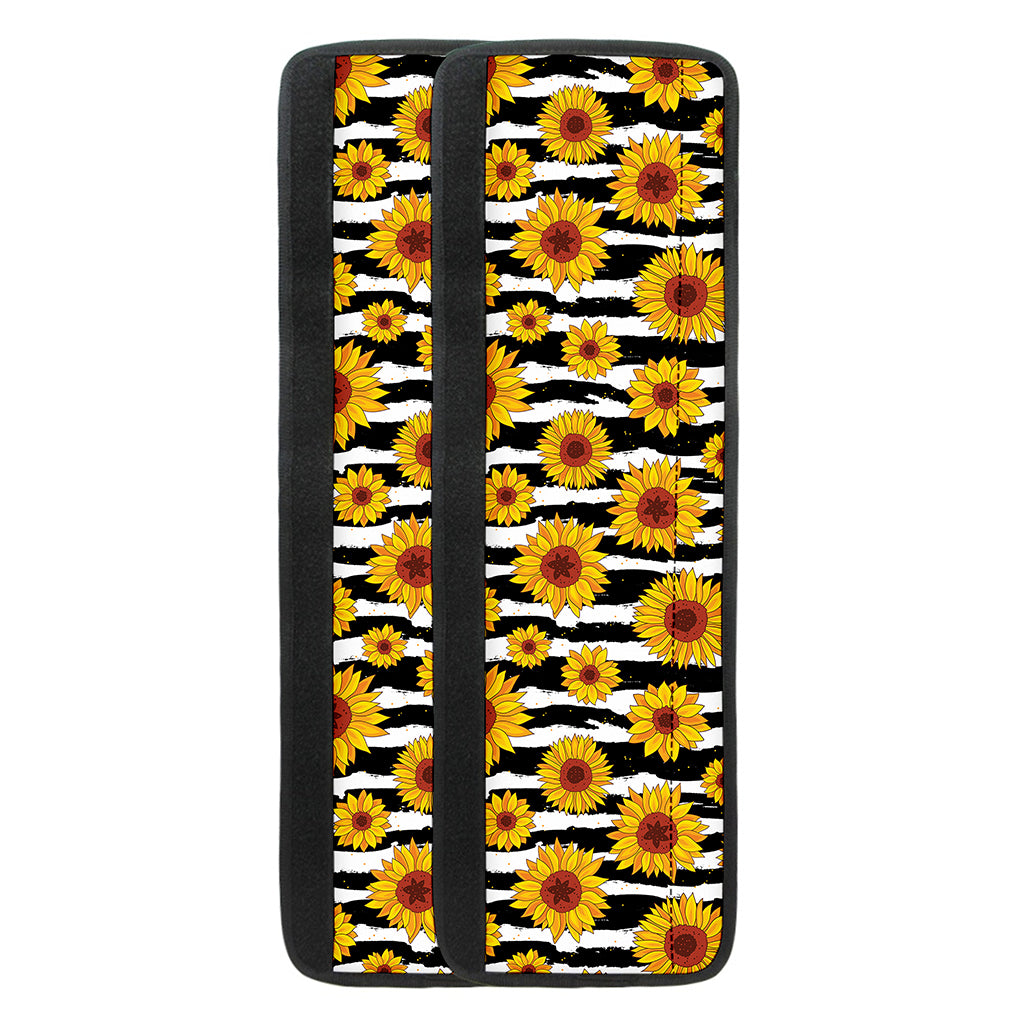 White And Black Stripe Sunflower Print Refrigerator Handle Covers