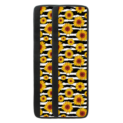 White And Black Stripe Sunflower Print Refrigerator Handle Covers
