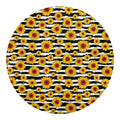 White And Black Stripe Sunflower Print Round Blanket