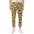 White And Black Stripe Sunflower Print Joggers
