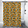 White And Black Stripe Sunflower Print Shower Curtain