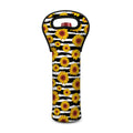 White And Black Stripe Sunflower Print Single Neoprene Wine Tote