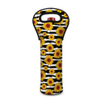 White And Black Stripe Sunflower Print Single Neoprene Wine Tote