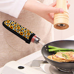 White And Black Stripe Sunflower Print Skillet Handle Cover