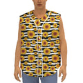 White And Black Stripe Sunflower Print Sleeveless Baseball Jersey