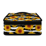 White And Black Stripe Sunflower Print Small Lunch Bag