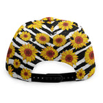 White And Black Stripe Sunflower Print Snapback Cap