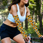 White And Black Stripe Sunflower Print Sun Protection Arm Sleeves